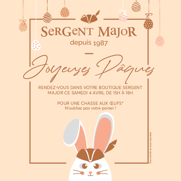 Chasse aux oeufs dans votre boutique sergent major