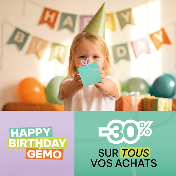 Happy Birthday Gemo, -30% sur tous vos achats