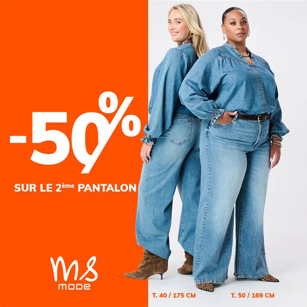 -50% sur le 2ème pantalon