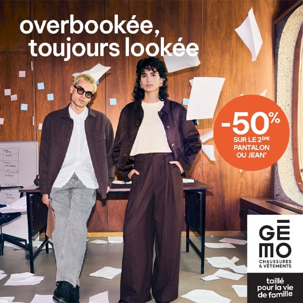 -50% sur le 2ème pantalon ou jean chez Gémo !